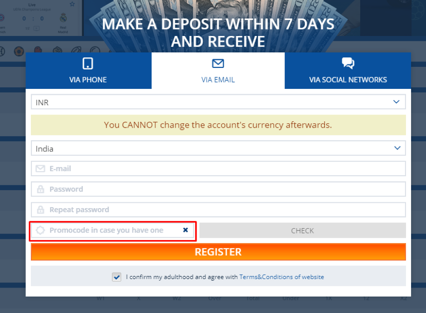 E-mail registration